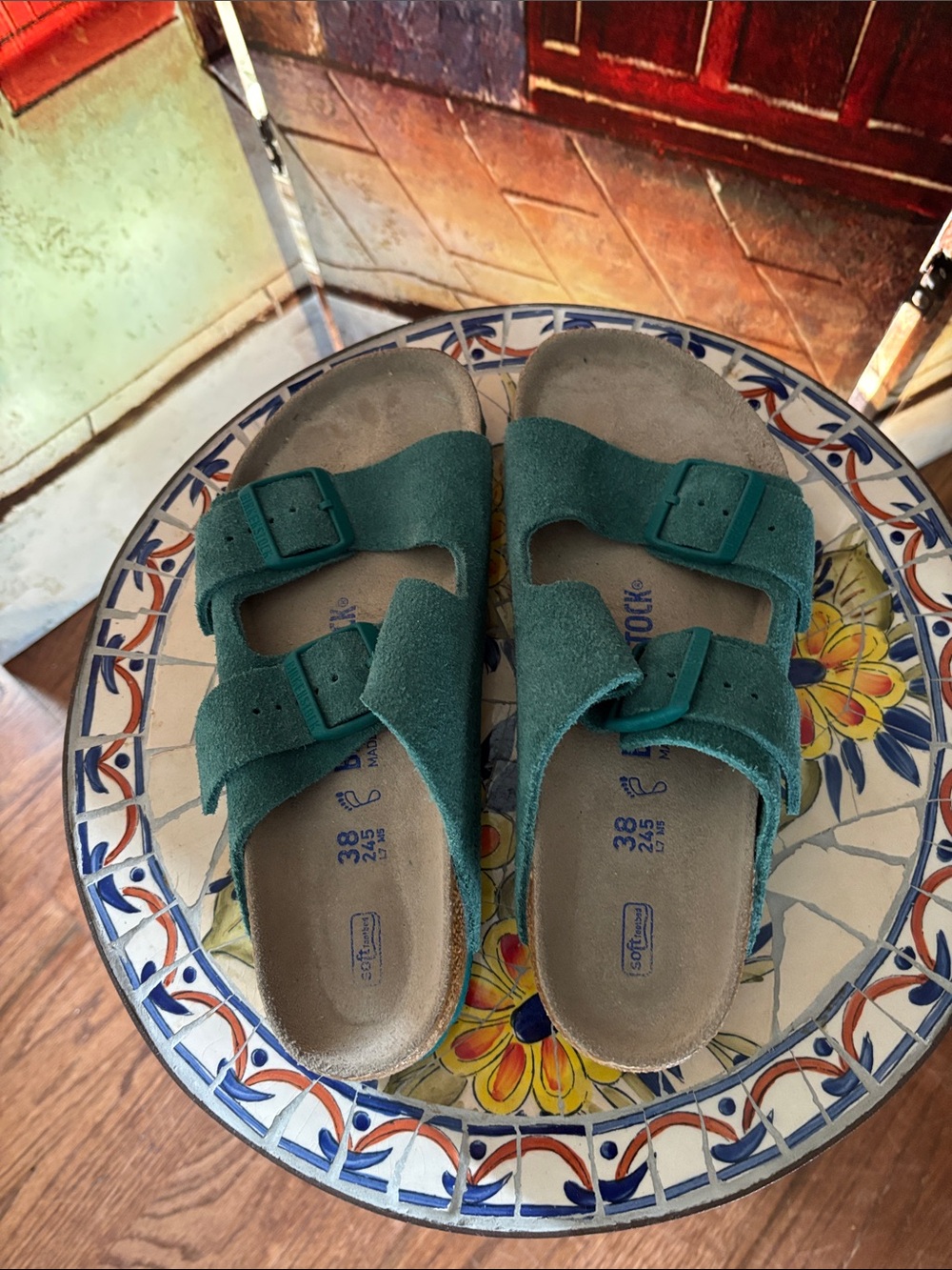 Birkenstocks Arizona Soft Footbed, Dark Teal, 38 R